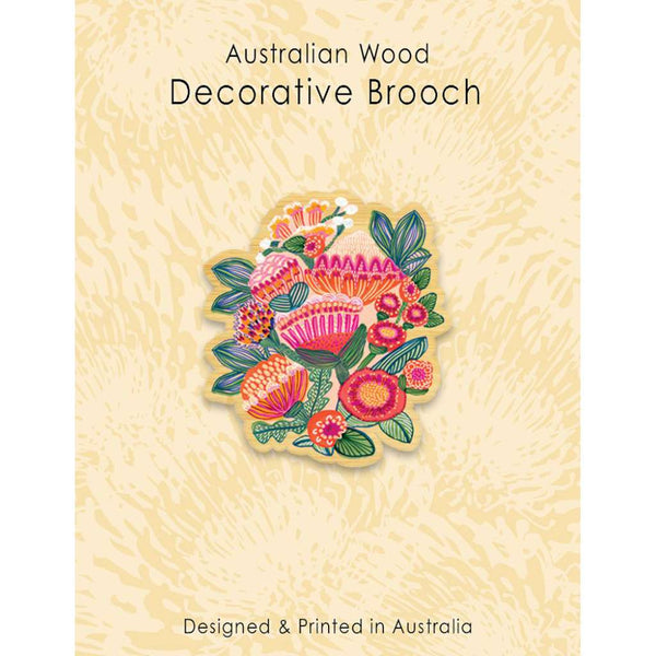 Wooden Decorative Brooch - Kirsten Katz | Aussie Native Flowers by Aero Images. Australian Art Prints and Homewares. Green Door Decor. www.greendoordecor.com.au