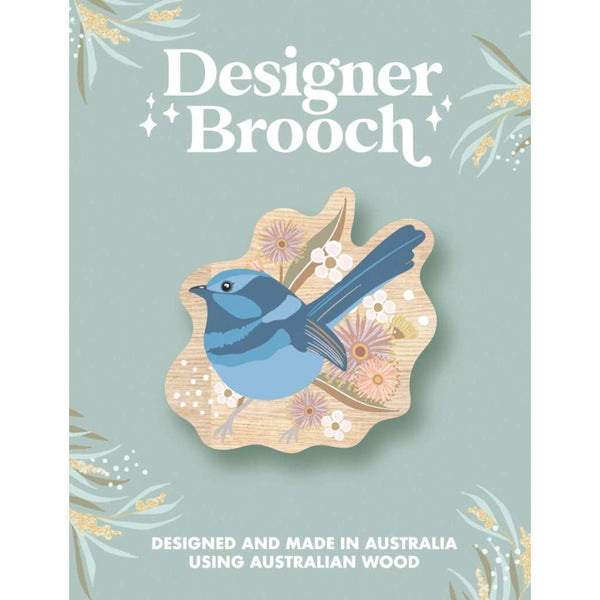 Wooden Decorative Brooch - Christie Williams |  Blue Wren by Aero Images. Australian Art Prints, Fashion and Homewares. Green Door Decor. www.greendoordecor.com.au