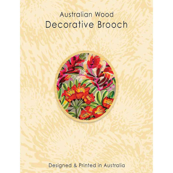 Wooden Decorative Brooch - Kirsten Katz | Red Hot Poker by Aero Images. Australian Art Prints, Fashion and Homewares. Green Door Decor. www.greendoordecor.com.au