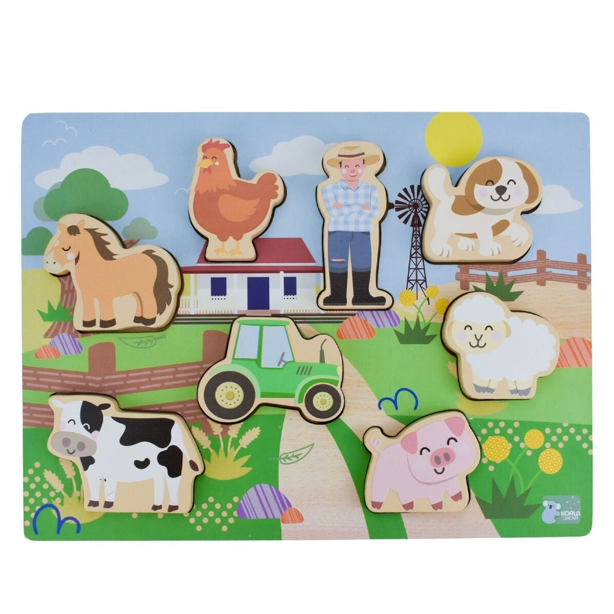 Wooden Chunky Aussie Farm Animal Puzzle by Eleganter Australia. Australian Art Prints, Fashion and Homewares. Green Door Decor. www.greendoordecor.com.au