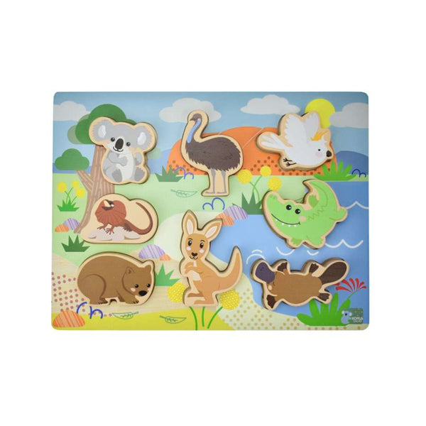Wooden Chunky Bush Buddies Australian Animals Puzzle by Eleganter Australia. Australian Art Prints, Fashion and Homewares. Green Door Decor. www.greendoordecor.com.au
