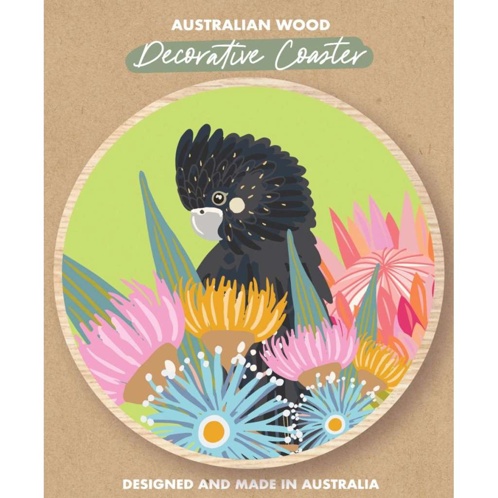 Wooden Magnet - Christie Williams | Black Cockatoo Lime by Aero Images. Australian Art Prints, Fashion and Homewares. Green Door Decor. www.greendoordecor.com.au