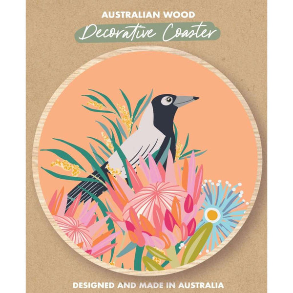 Wooden Coaster - Christie Williams | Orange Magpie by Aero Images. Australian Art Prints, Fashion and Homewares. Green Door Decor. www.greendoordecor.com.au