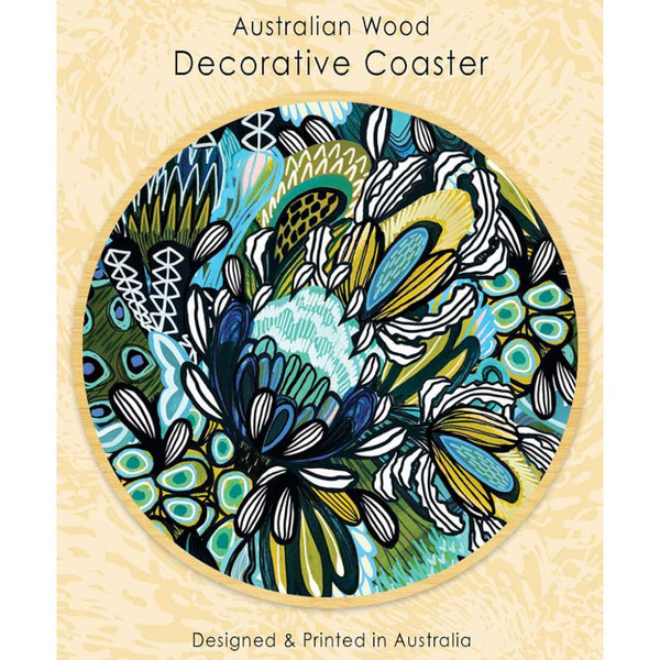 Wooden Coaster - Kirsten Katz | Azure Natives by Aero Images. Australian Art Prints and Homewares. Green Door Decor. www.greendoordecor.com.au