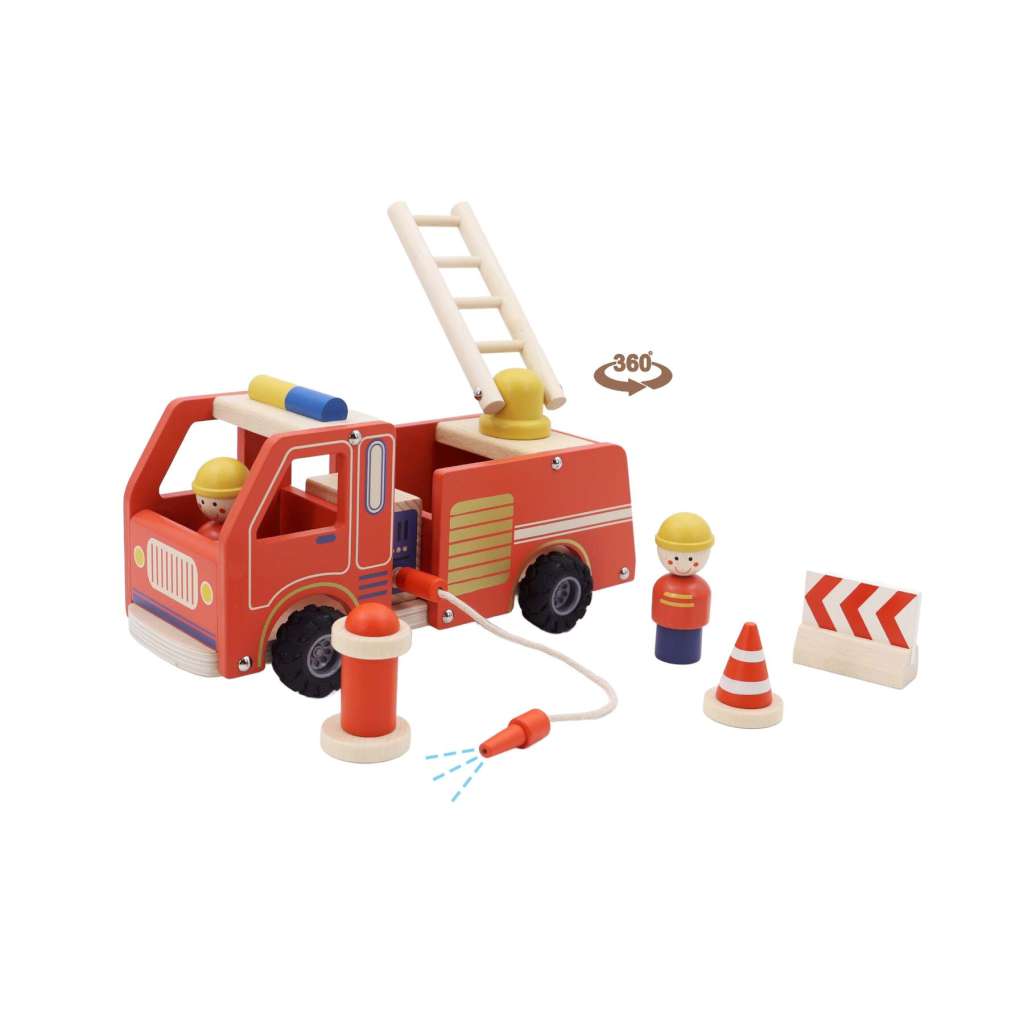 Wooden Fire Engine Play Set by Eleganter Australia. Australian Art Prints, Gifts, Fashion and Homewares. Green Door Decor. www.greendoordecor.com.au