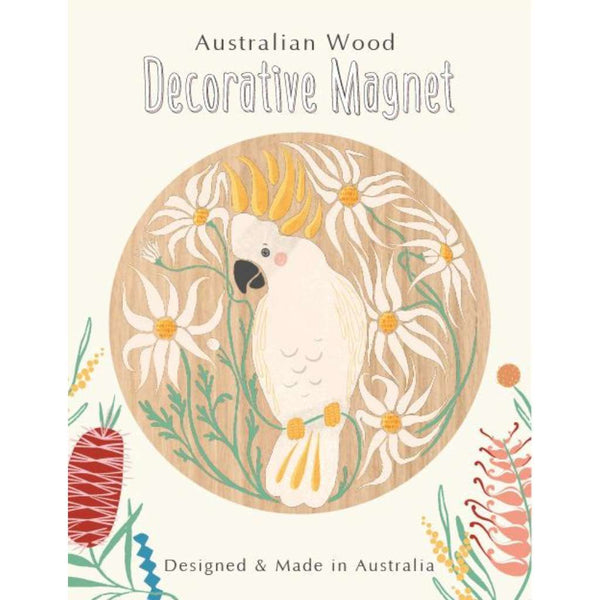 Wooden Magnet - Wirihana Design | Cockatoo by Aero Images. Australian Art Prints, Fashion and Homewares. Green Door Decor. www.greendoordecor.com.au