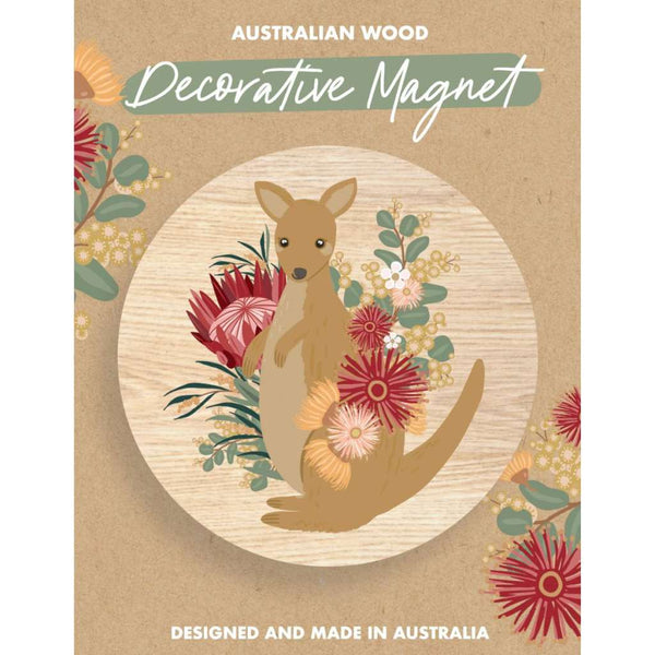 Wooden Magnet - Christie Williams | Kangaroo  by Aero Images. Australian Art Prints and Homewares. Green Door Decor. www.greendoordecor.com.au