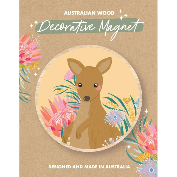 Wooden Magnet - Christie Williams | Kangaroo Pale Yellow by Aero Images. Australian Art Prints, Fashion and Homewares. Green Door Decor. www.greendoordecor.com.au