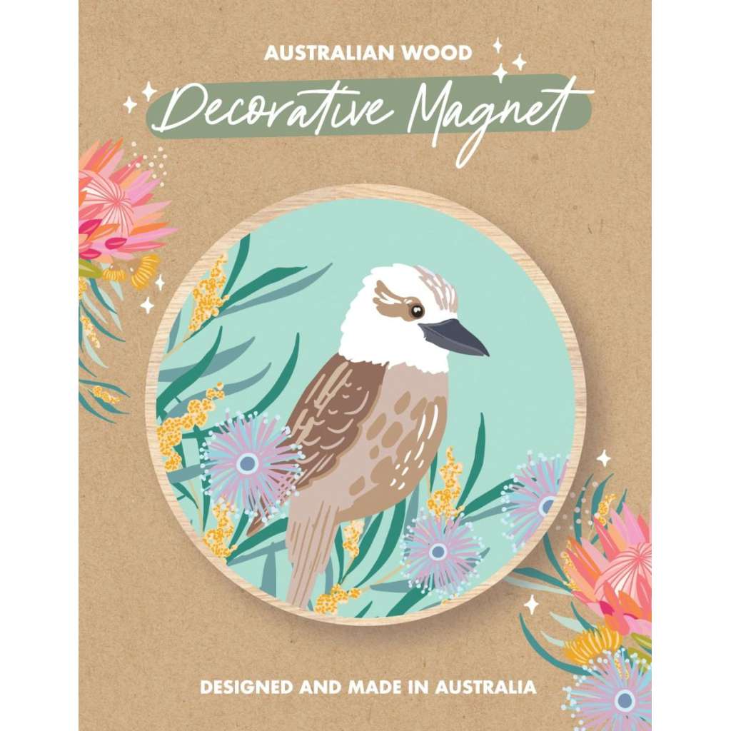 Wooden Magnet - Christie Williams | Kookaburra by Aero Images. Australian Art Prints, Fashion and Homewares. Green Door Decor. www.greendoordecor.com.au