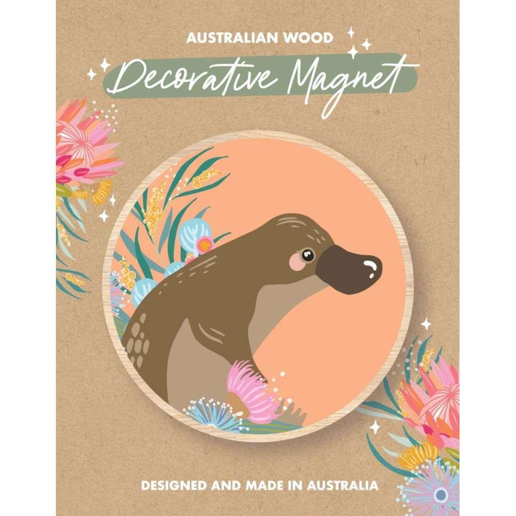 Wooden Magnet - Christie Williams | Platypus Peach by Aero Images. Australian Art Prints, Fashion and Homewares. Green Door Decor. www.greendoordecor.com.au