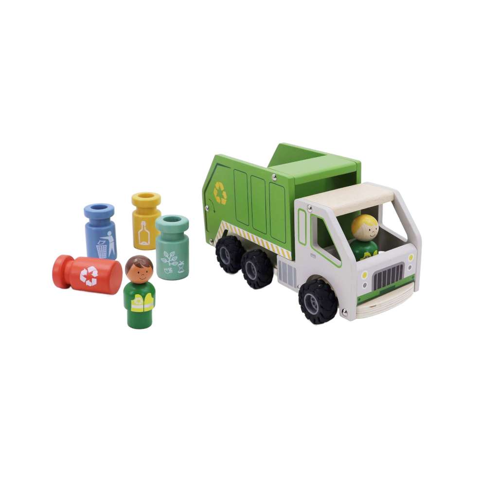 Wooden Recycling Garbage Truck Play Set by Eleganter Australia. Australian Art Prints, Gifts, Fashion and Homewares. Green Door Decor. www.greendoordecor.com.au