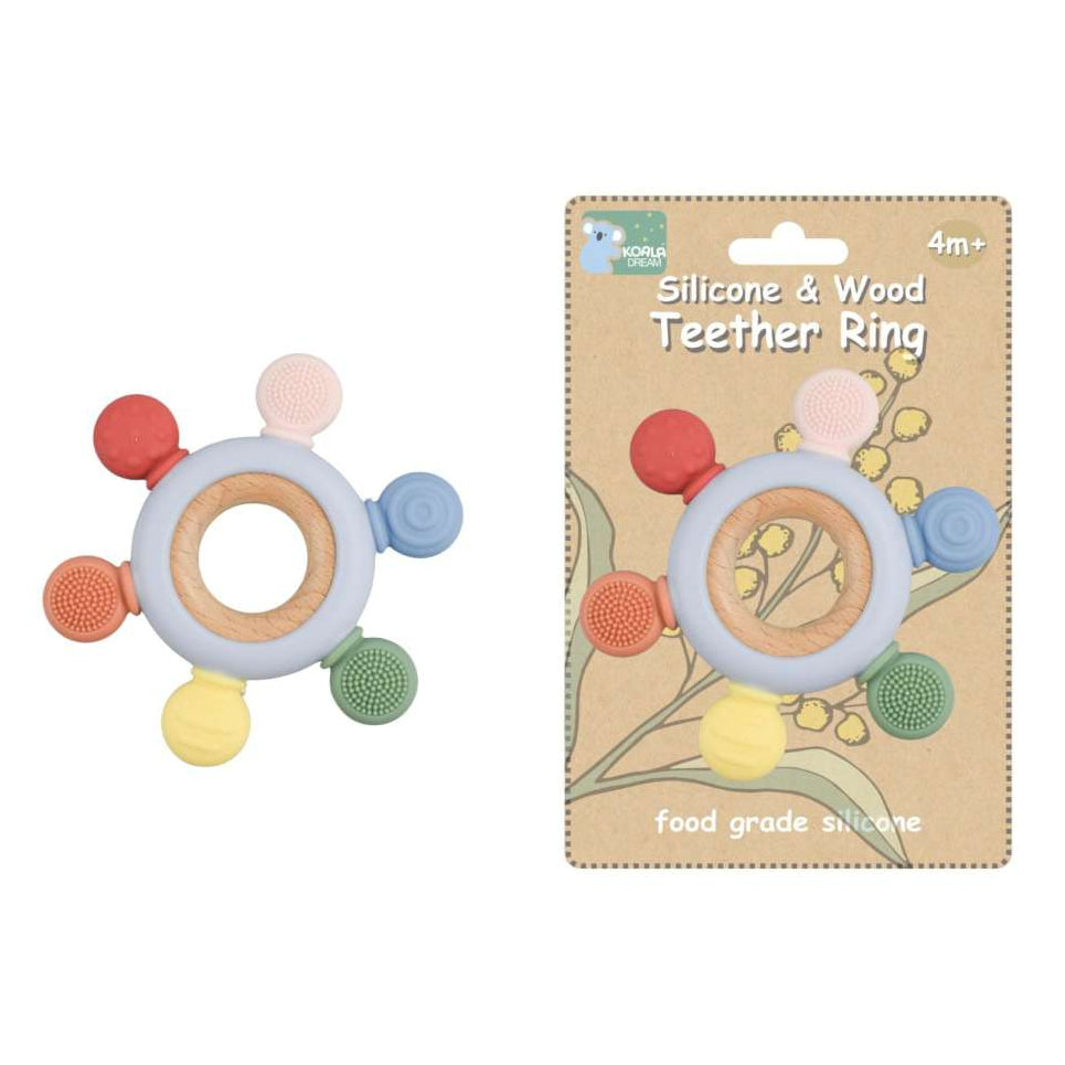 Wooden and Silicone Sensory Teething Ring | Blue by Eleganter Australia. Australian Art Prints and Homewares. Green Door Decor. www.greendoordecor.com.au