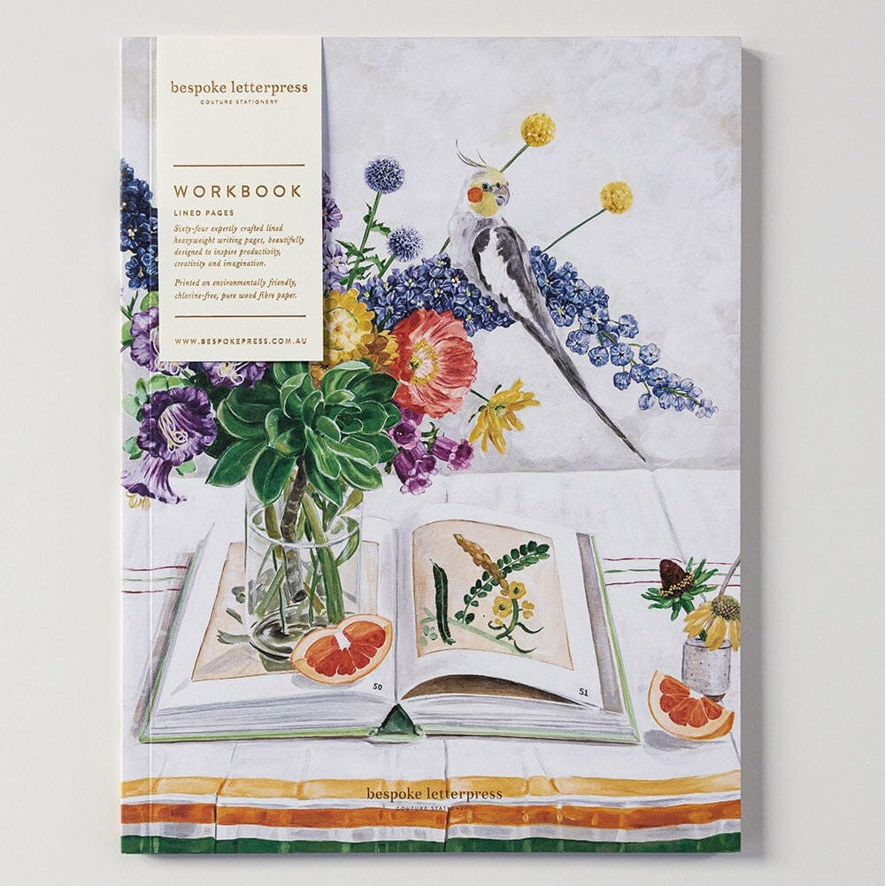 Workbook | Cockatiel by Bespoke Letterpress. Australian Art Prints and Homewares. Green Door Decor. www.greendoordecor.com.au