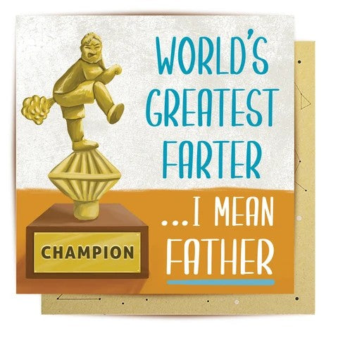 Greeting Card | Worlds Greatest Farter by La La Land. Australian Art Prints, Gifts, Fashion and Homewares. Green Door Decor. www.greendoordecor.com.au