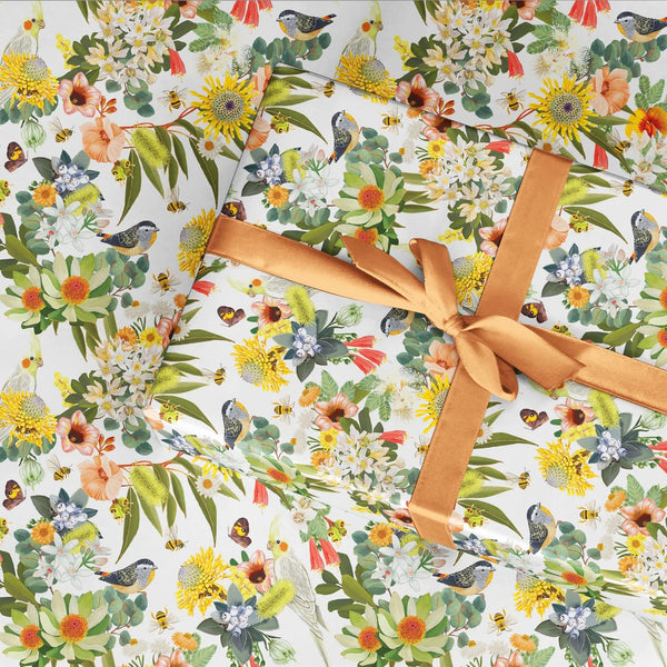 Gift Wrapping Paper | Good Evening Vol.2 Floral by La La Land. Australian Art Prints and Homewares. Green Door Decor. www.greendoordecor.com.au
