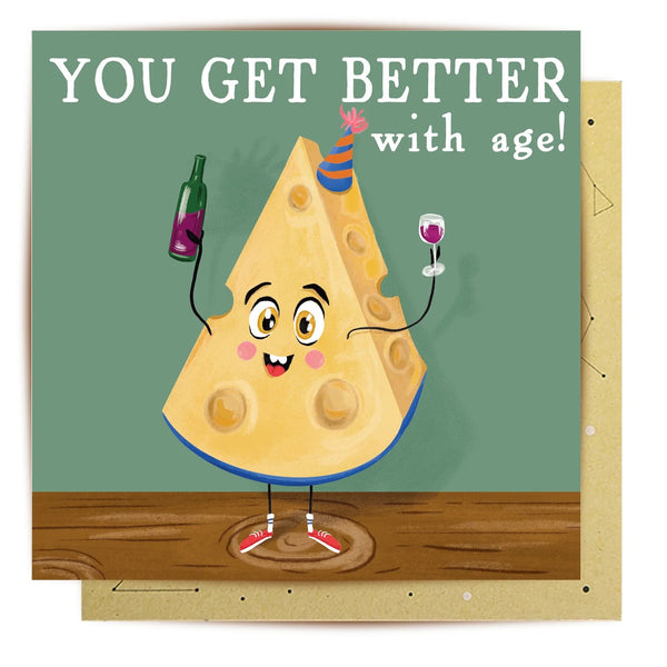 Greeting Card | Aged Cheese by La La Land. Australian Art Prints, Gifts, Fashion and Homewares. Green Door Decor. www.greendoordecor.com.au