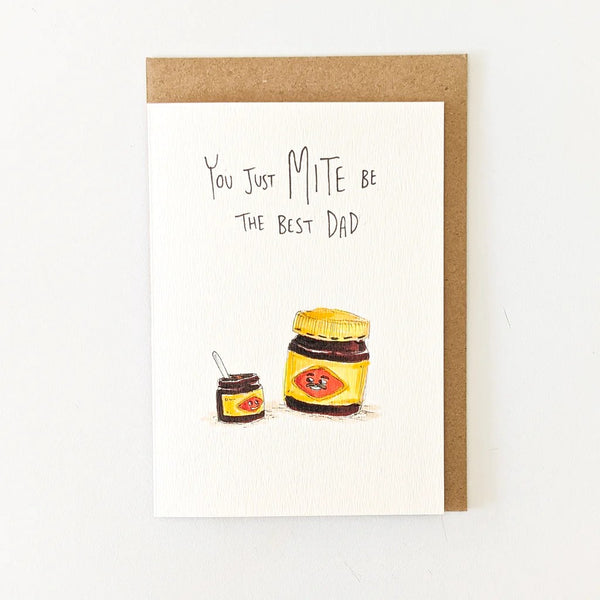 You Just Mite Be The Best Dad | Greeting Card by Well Drawn. Australian Art Prints and Homewares. Green Door Decor. www.greendoordecor.com.au