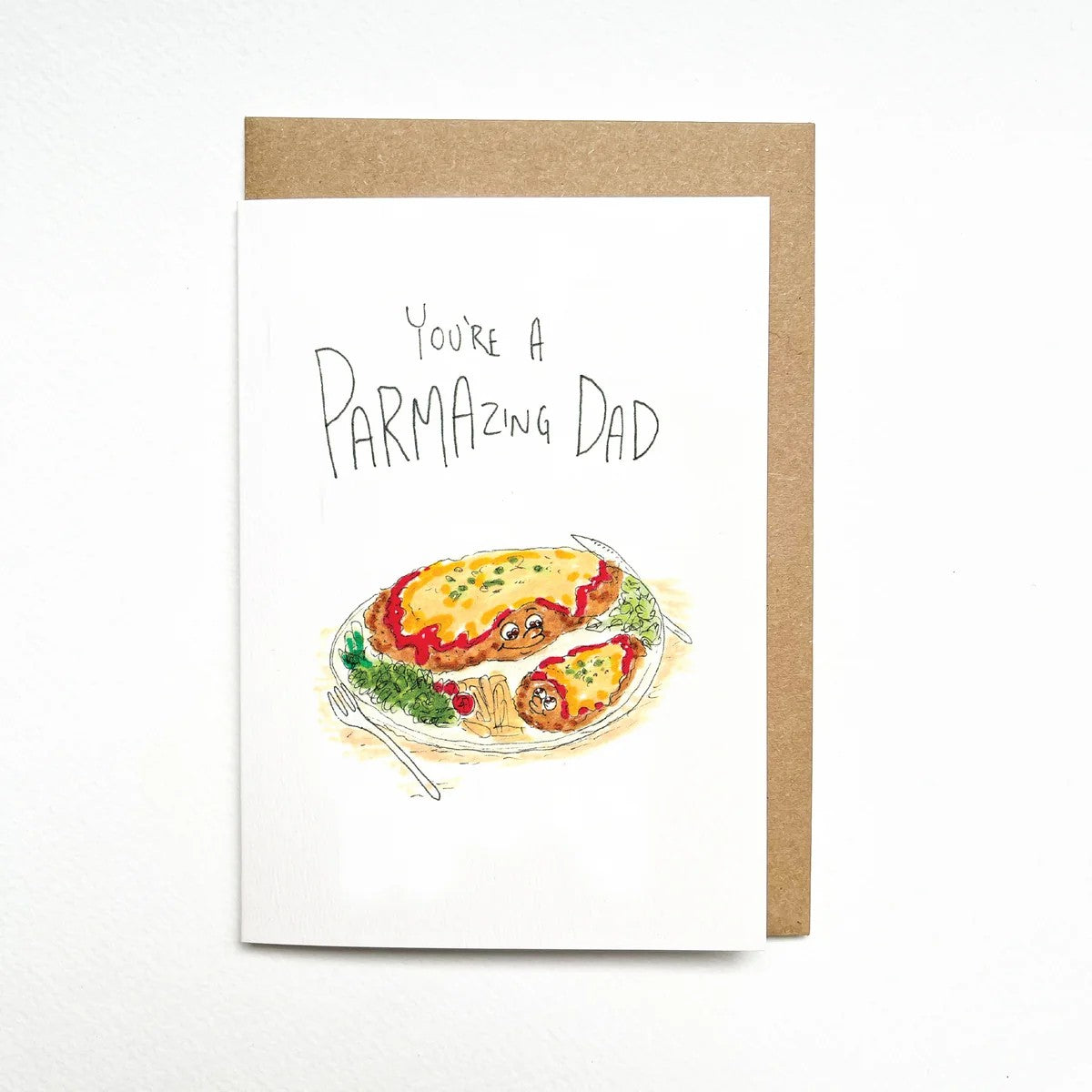 You're A Parmazing Dad | Greeting Card by Well Drawn. Australian Art Prints, Gifts, Fashion and Homewares. Green Door Decor. www.greendoordecor.com.au