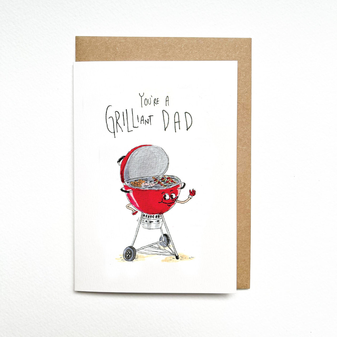 You're A Grilliant Dad | Greeting Card by Well Drawn. Australian Art Prints and Homewares. Green Door Decor. www.greendoordecor.com.au