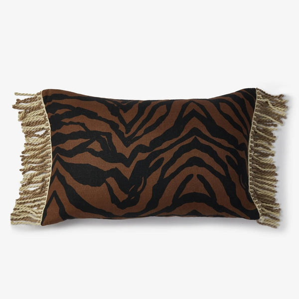 Linen Cushion (60x40cm) | Zebra Chocolate by Bonnie and Neil. Australian Art Prints, Fashion and Homewares. Green Door Decor. www.greendoordecor.com.au