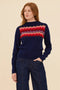 Zig Zag Cotton Cashmere Pointelle Knit Jumper | Navy by Frock Me Out. Australian Art Prints, Gifts, Fashion and Homewares. Green Door Decor. www.greendoordecor.com.au