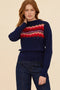 Zig Zag Cotton Cashmere Pointelle Knit Jumper | Navy by Frock Me Out. Australian Art Prints, Gifts, Fashion and Homewares. Green Door Decor. www.greendoordecor.com.au
