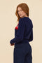 Zig Zag Cotton Cashmere Pointelle Knit Jumper | Navy by Frock Me Out. Australian Art Prints, Gifts, Fashion and Homewares. Green Door Decor. www.greendoordecor.com.au