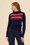 Zig Zag Cotton Cashmere Pointelle Knit Jumper | Navy by Frock Me Out. Australian Art Prints, Gifts, Fashion and Homewares. Green Door Decor. www.greendoordecor.com.au