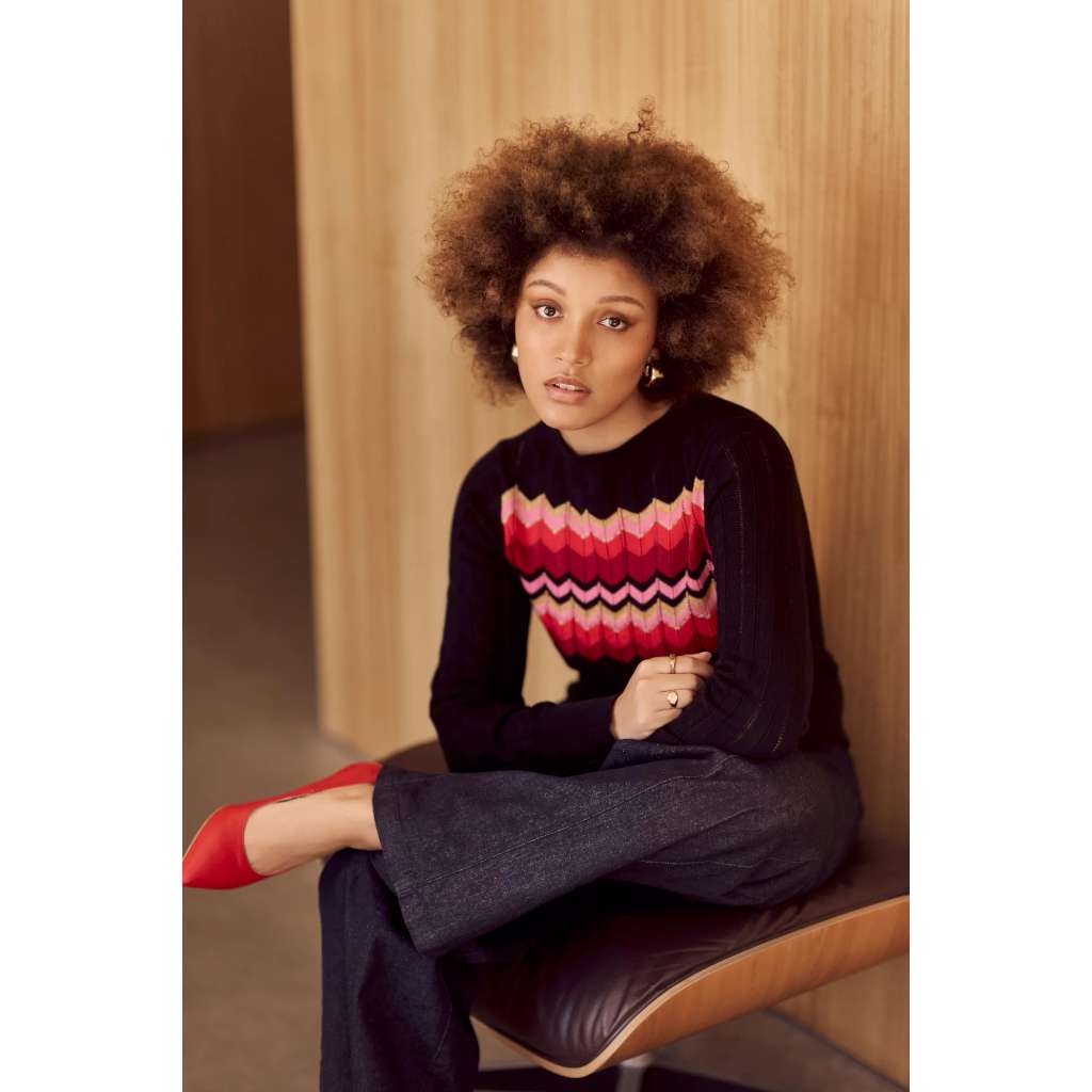 Zig Zag Cotton/Cashmere Knit Jumper | Frock Me Out. Australian Art Prints and Homewares. Green Door Decor. www.greendoordecor.com.au