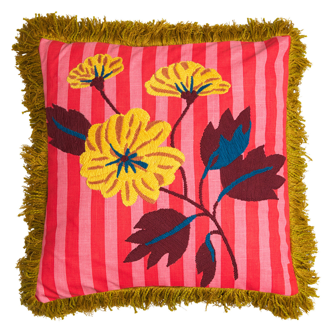 'Annette' Embroidered Cushion | Cosmo Pink by Sage and Clare. Australian Art Prints and Homewares. Green Door Decor. www.greendoordecor.com.au