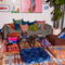 'Bernanda' Velvet Floor Cushion by Sage and Clare. Australian Art Prints and Homewares. Green Door Decor. www.greendoordecor.com.au