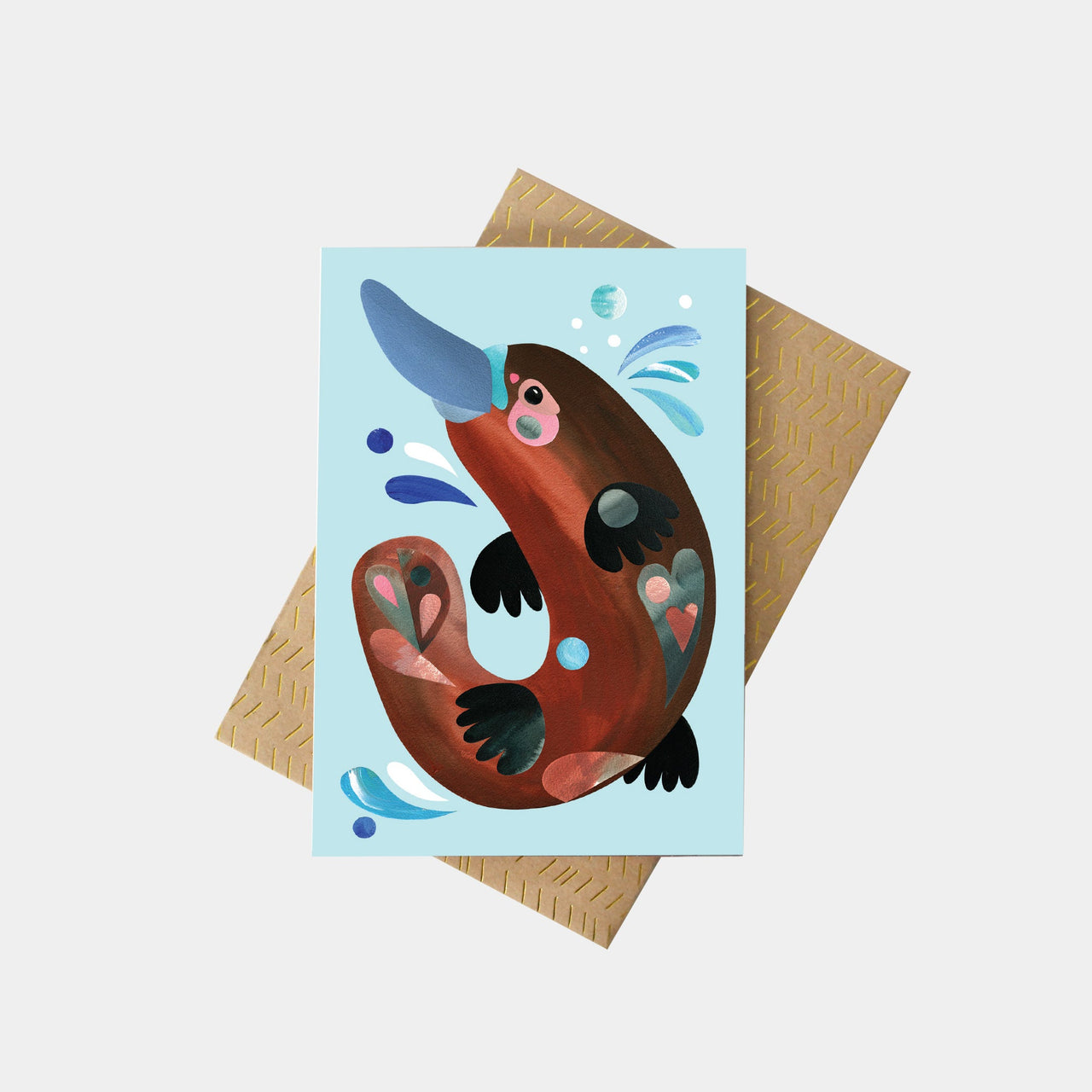 Platypus Greeting Card by Pete Cromer. Australian Art Prints and Homewares. Green Door Decor. www.greendoordecor.com.au