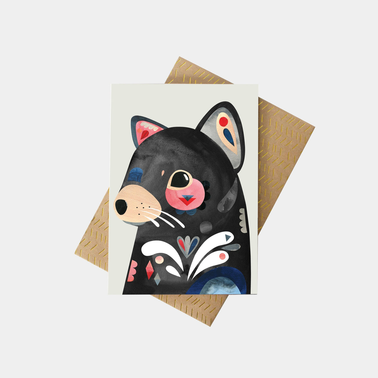 Tasmanian Devil Greeting Card by Pete Cromer. Australian Art Prints and Homewares. Green Door Decor. www.greendoordecor.com.au