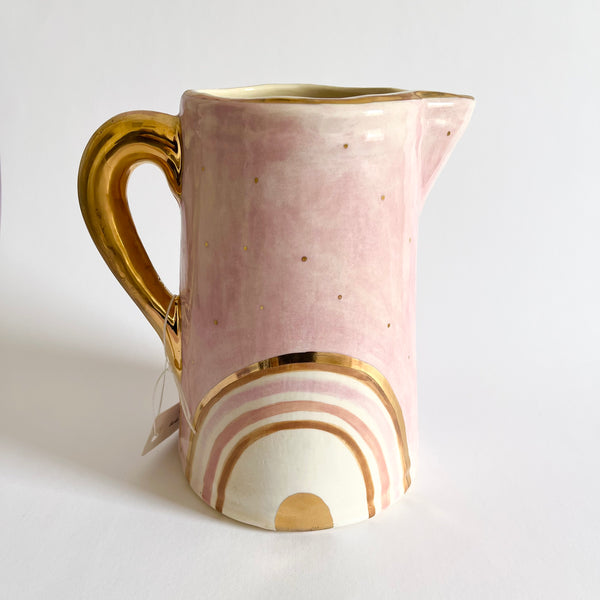 Handmade Ceramic Pink Jug - Rainbow by Carla Dinnage. Australian Art Prints and Homewares. Green Door Decor. www.greendoordecor.com.au