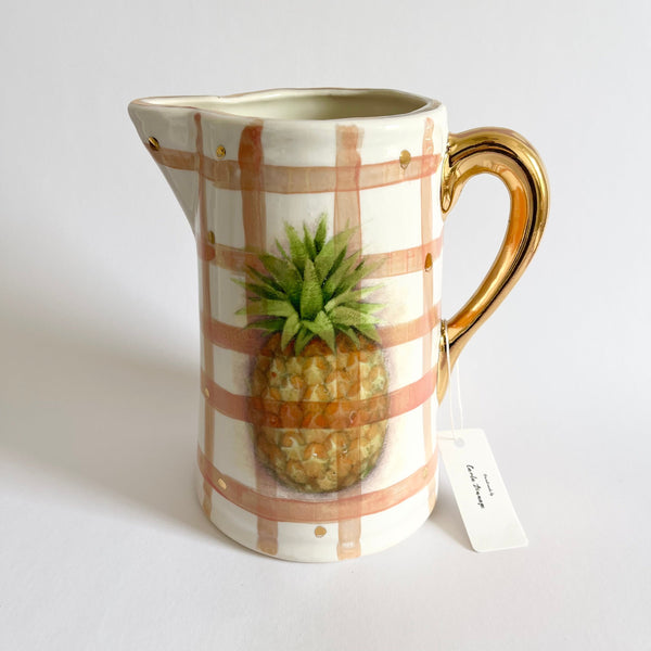 Carla Dinnage handmade jug | Terracotta stripe - Pineapple, Australian Art Prints and Homewares. Green Door Decor. www.greendoordecor.com.au