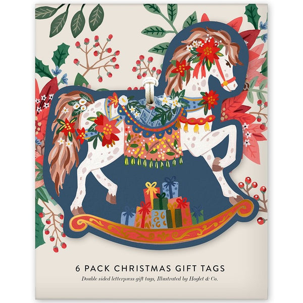 Christmas Rocking Horse Gift Tags by Bespoke Letterpress. Australian Art Prints and Homewares. Green Door Decor. www.greendoordecor.com.au