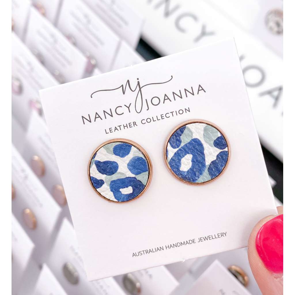Blue Pebble Studs by Nancy Joanna. Australian Art Prints and Homewares. Green Door Decor. www.greendoordecor.com.au
