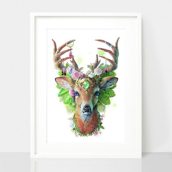 Bohemian Deer-Spirit Animal Series, by Earthdrawn Studio. Australian Art Prints. Green Door Decor.  www.greendoordecor.com.au