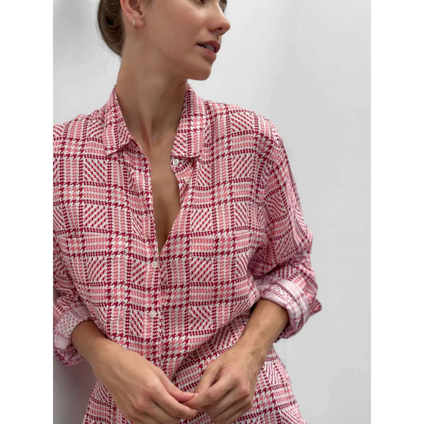 Boyfriend Linen Shirt | Pink Tweed by Hut Clothing. Australian Art Prints and Homewares. Green Door Decor. www.greendoordecor.com.au