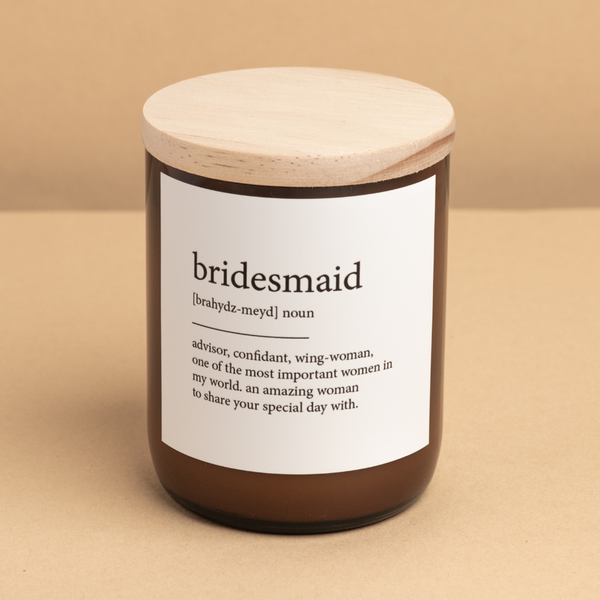 Bridesmaid Dictionary Meaning candle by The Commonfolk Collective. Australian Art Prints and Homewares. Green Door Decor. www.greendoordecor.com.au