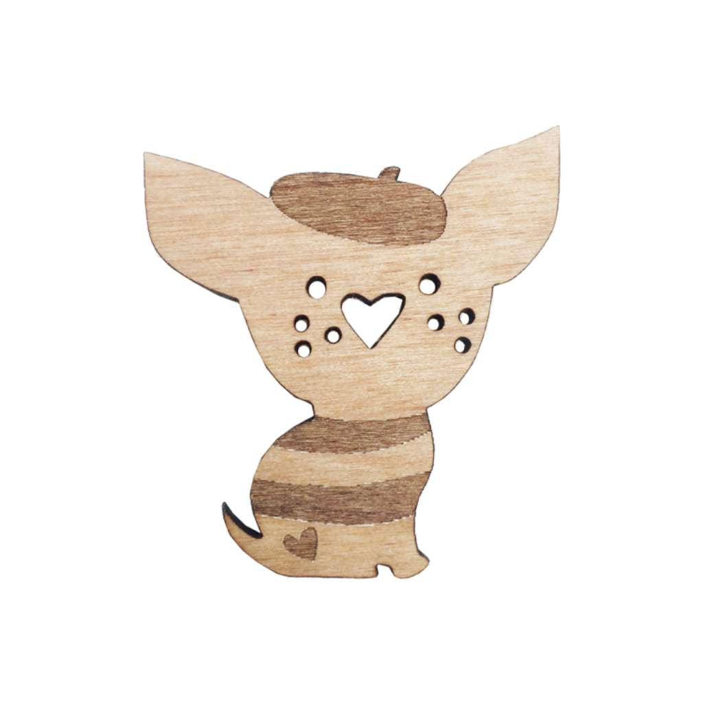 Wooden Brooch - Chihuahua