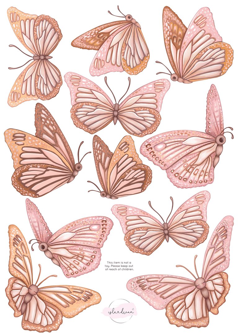 Butterflies 'Morning Sun' Fabric Wall Decals, by Isla Dream. Australian Art Prints. Green Door Decor. www.greendoordecor.com.au