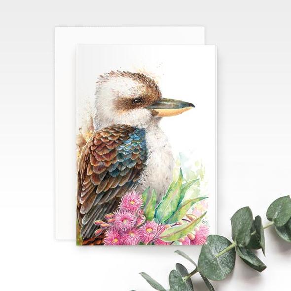 Kookaburra greeting card, by Earthdrawn Studio. Australian Art Prints. Green Door Decor. www.greendoordecor.com.au