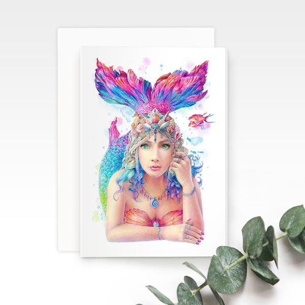 Mystic Mermaid Greeting Card by Earthdrawn Studio. Australian Art Prints and Homewares. Green Door Decor. www.greendoordecor.com.au