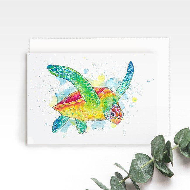 Sea Turtle greeting card, by Earthdrawn Studio, Australian Art Prints and Homewares. Green Door Decor. www.greendoordecor.com.au