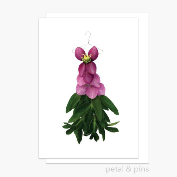 Petal & Pins Card - Pink Fishtail Hellebore Dress