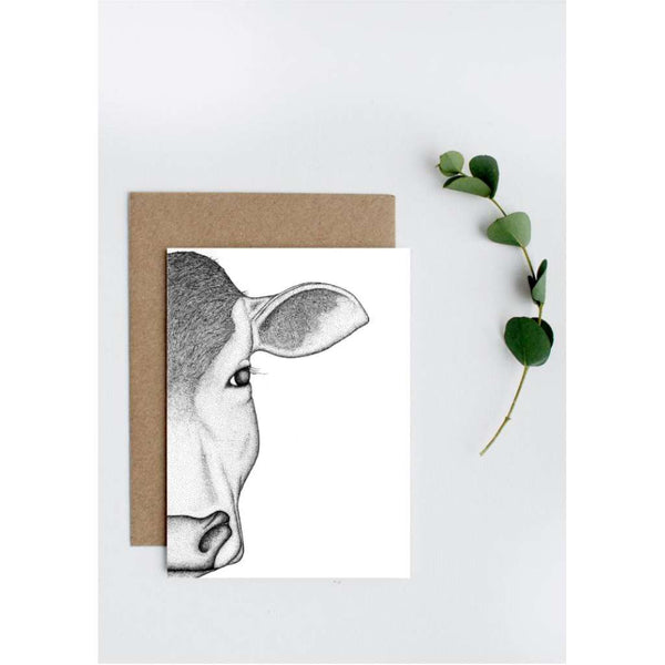Carly the Cow Greeting Card by Dots by Donna. Australian Art Prints and Homewares. Green Door Decor. www.greendoordecor.com.au
