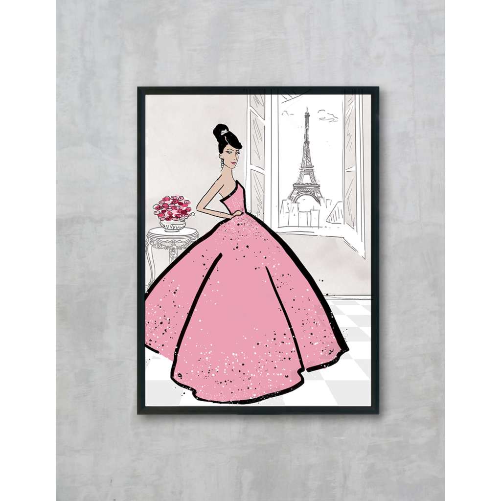 Clara - Pink, by Susan Kerian Fashion Illustrator. Australian Art Prints. Green Door Decor.  www.greendoordecor.com.au