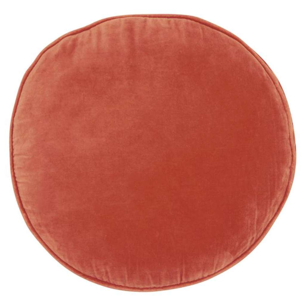 Clay Velvet Penny Round Cushion by Castle and Things. Australian Art Prints and Homewares. Green Door Decor. www.greendoordecor.com.au