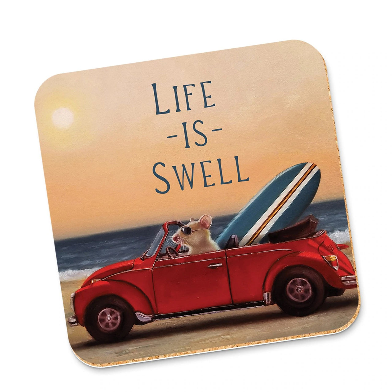 Life is Swell Corky Coaster by La La Land. Australian Art Prints and Homewares. Green Door Decor. www.greendoordecor.com.au